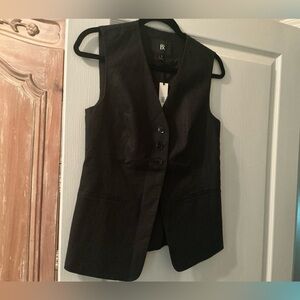 ‼️NWT Black Linen Sleeveless Button Front Vest/Top